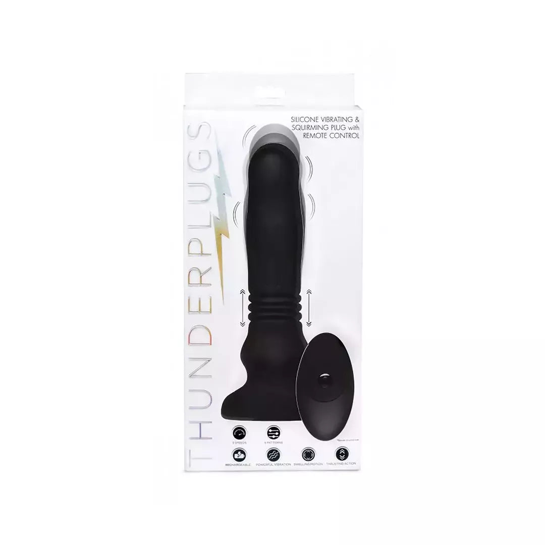XR Brands silikoninis plečiamasis vibro stimuliatorius su nuotolinio valdymo pulteliu, juodas, 12 cm