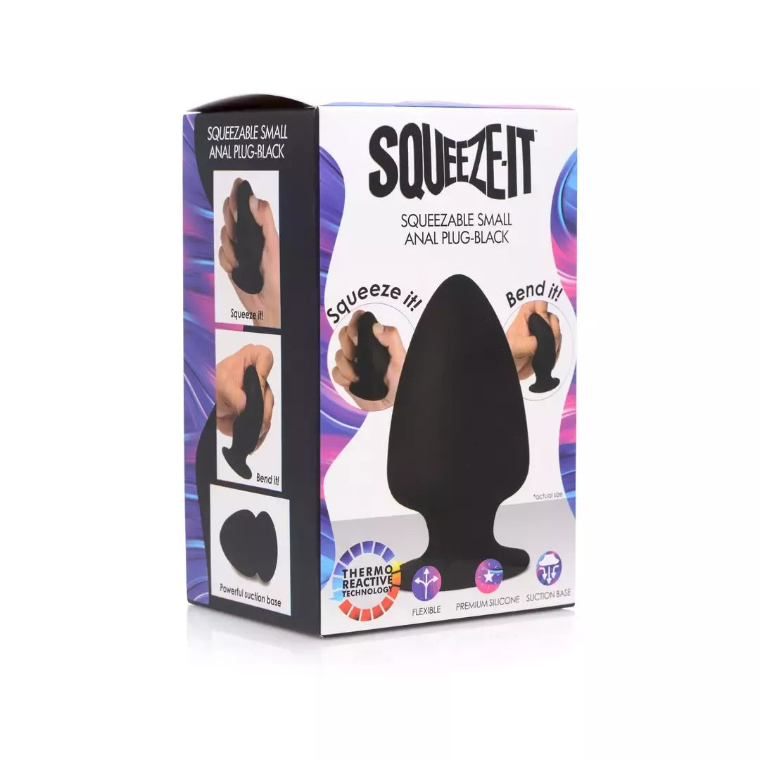 XR Brands Squeezable Intimate Plug Small termoreaktyvus juodas