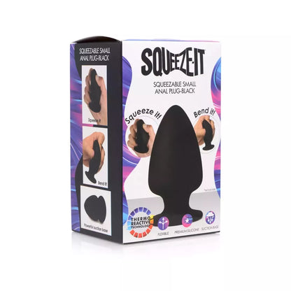XR Brands Squeezable Intimate Plug Small termoreaktyvus juodas