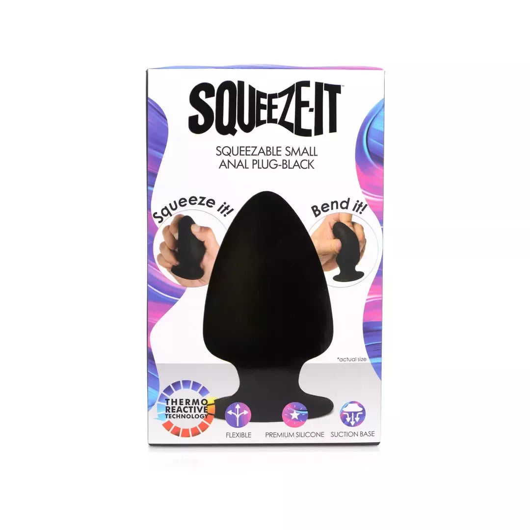 XR Brands Squeezable Intimate Plug Small termoreaktyvus juodas