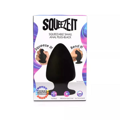 XR Brands Squeezable Intimate Plug Small termoreaktyvus juodas
