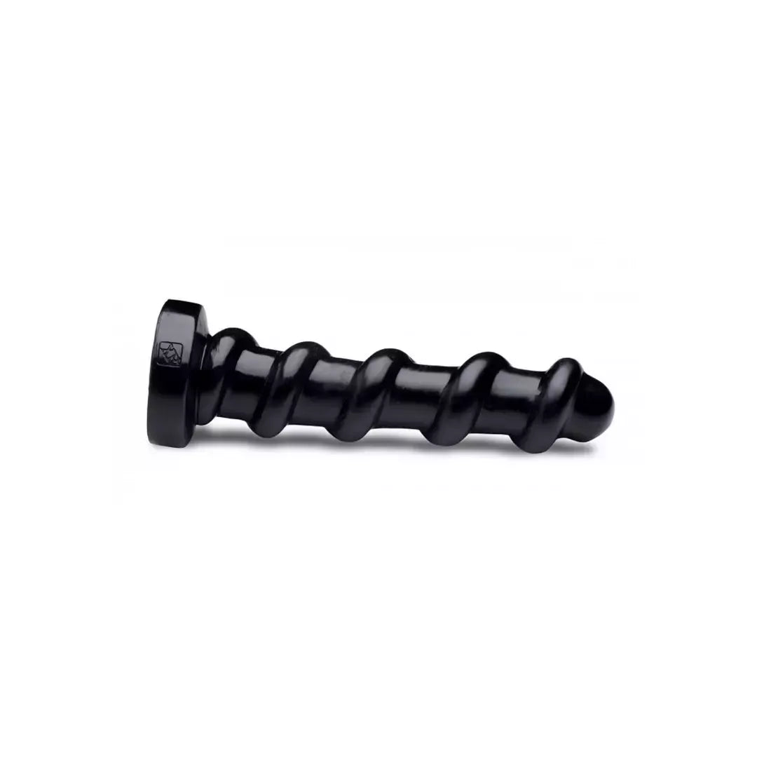 XR Brands The Screw Intimate Machine juodas su tekstūruotu spiraliniu dizainu, 27 cm