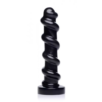 XR Brands The Screw Intimate Machine juodas su tekstūruotu spiraliniu dizainu, 27 cm