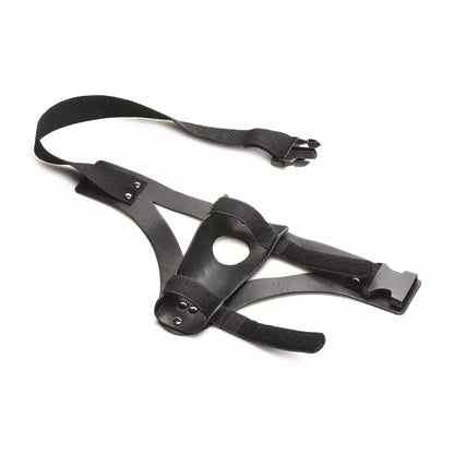 XR Brands Thunder Strap šlaunies diržas vibratoriui, juodas, reguliuojamas, veganiškas