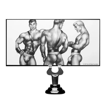 XR Brands Tom of Finland silikoninis analinis kamštis su siurbtuku, juodas, vidutinis