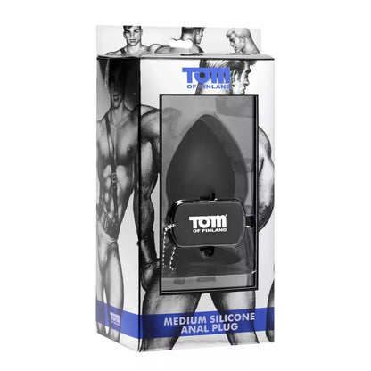XR Brands Tom of Finland silikoninis analinis kamštis su siurbtuku, juodas, vidutinis