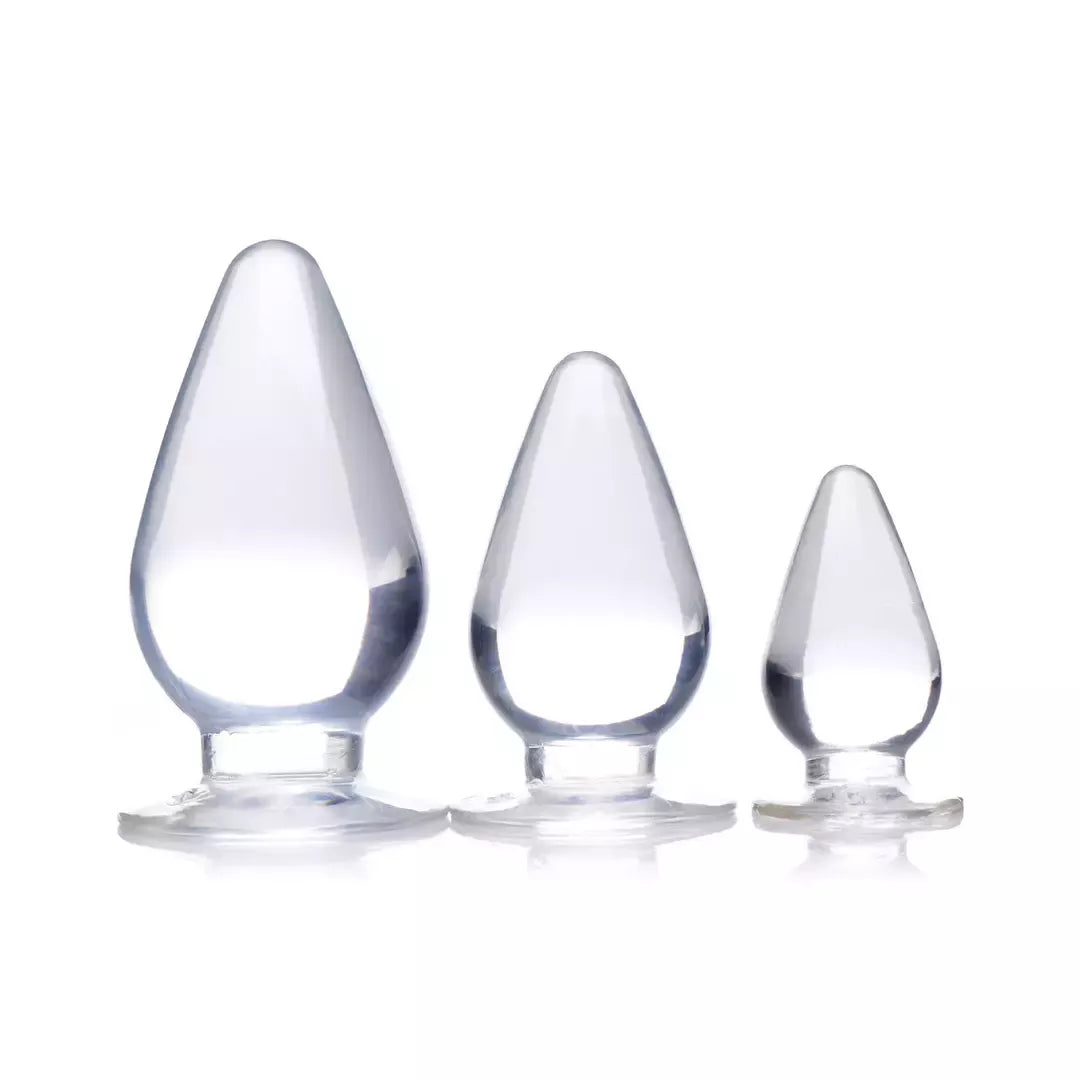 XR Brands Triple Cones analinių kaiščių rinkinys 3 dydžių, skaidrus TPE