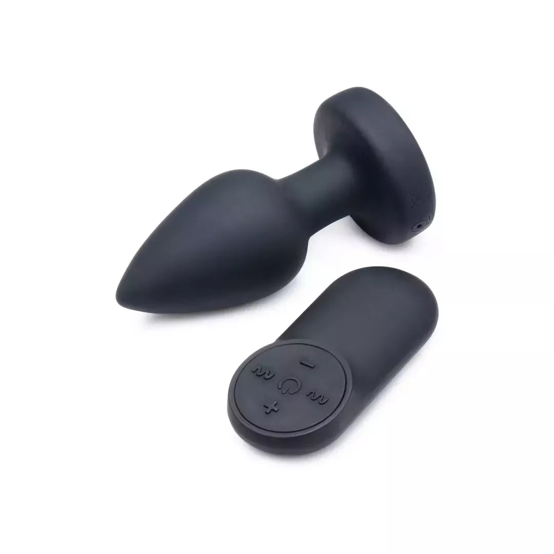XR Brands Vibrating LED Plug Small – silikoninis, 7 režimai, nuotolinio valdymo pultelis