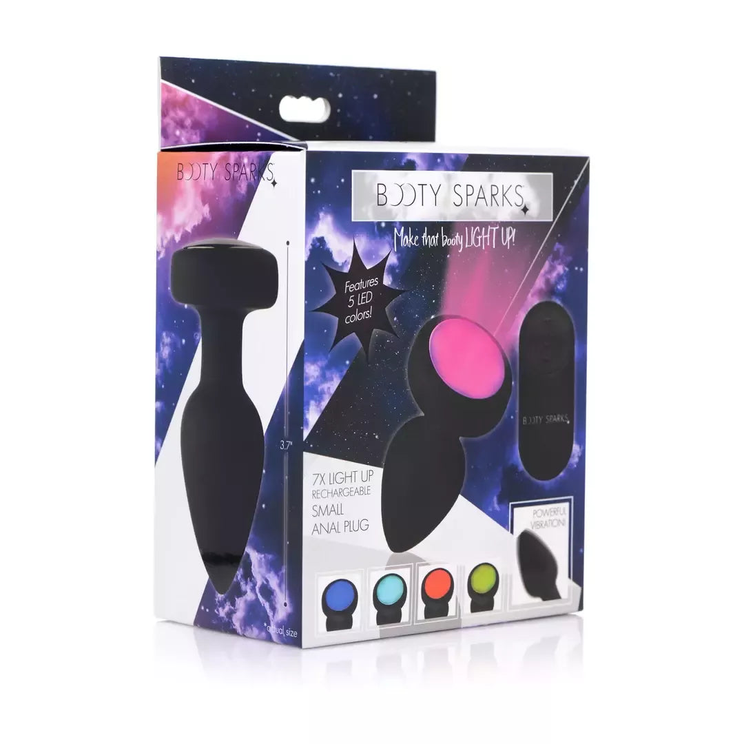 XR Brands Vibrating LED Plug Small – silikoninis, 7 režimai, nuotolinio valdymo pultelis