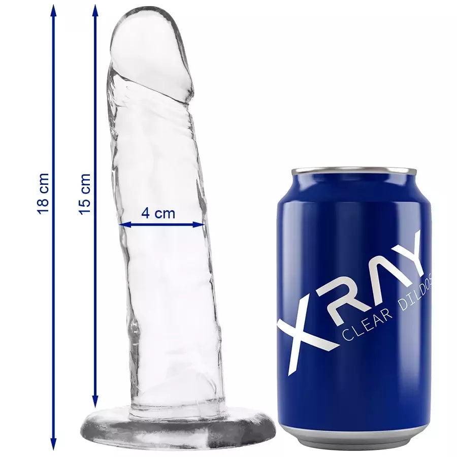 XRAY Clear 18 cm permatomas intymus modelis su siurbtuku