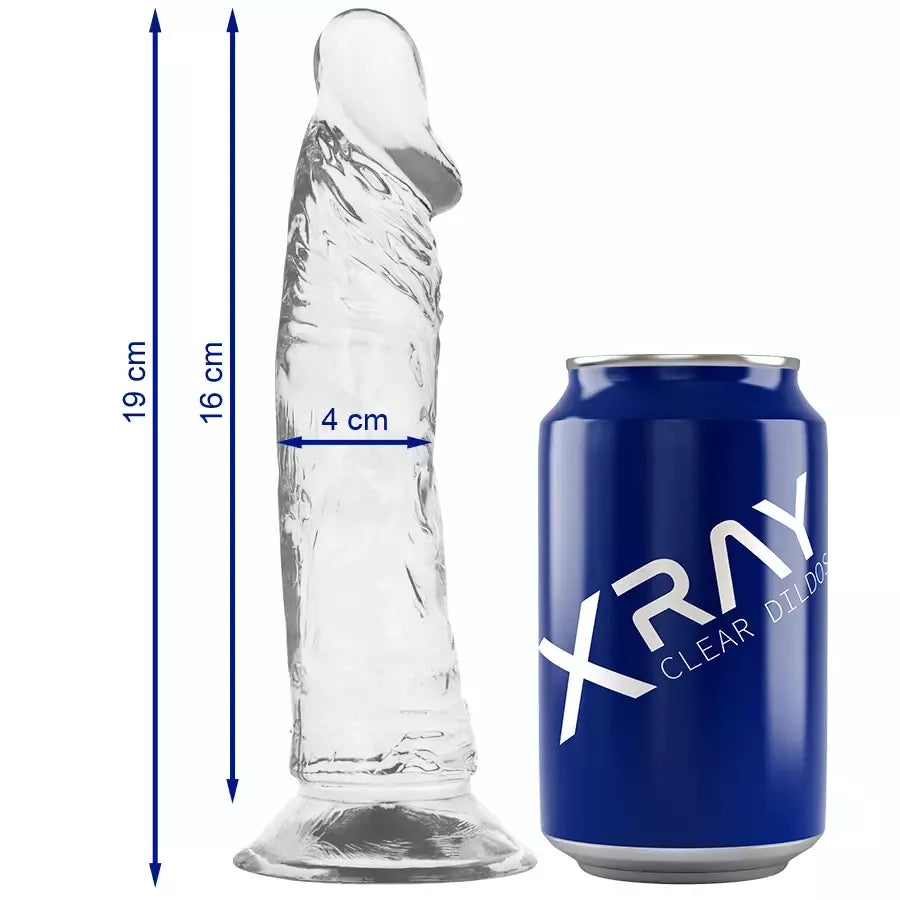 XRAY Clear Model 19 cm skaidri intymumo sistema su siurbtuku