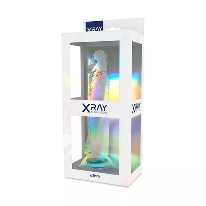 XRAY skaidrus intymus modelis 21 cm x 4 cm „jelly“ medžiaga, siurbtukinis pagrindas