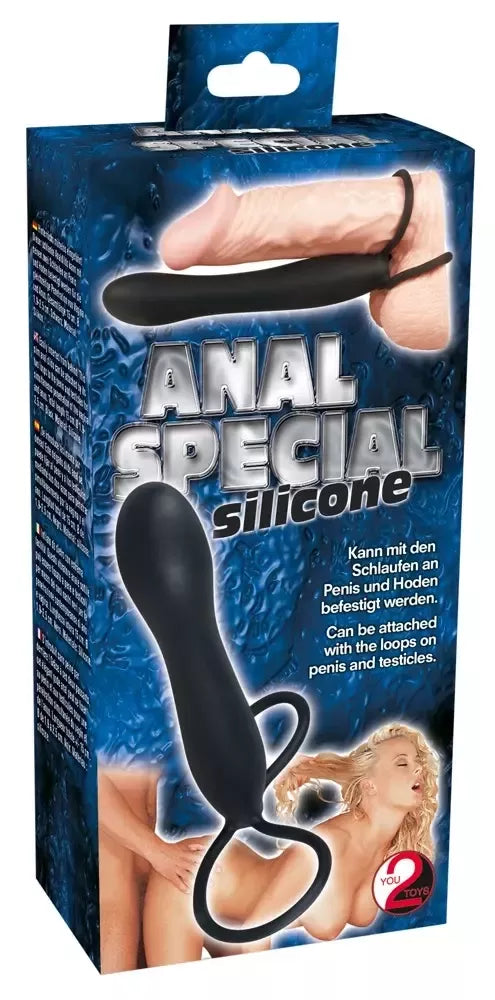 You2Toys analinis kaištis silikoninis, juodas, 15 cm, dvigubų kilpų sistema