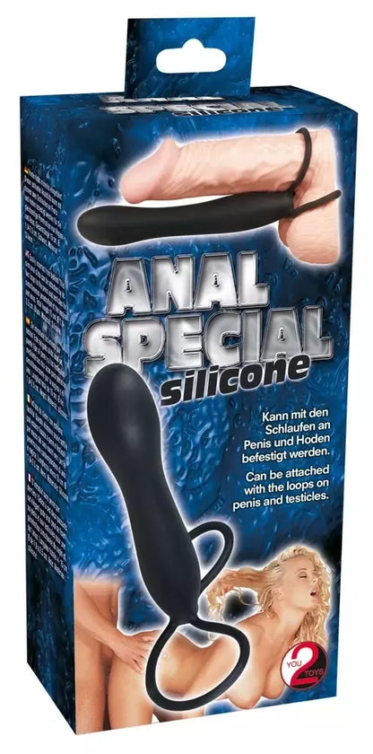 You2Toys analinis kaištis silikoninis, juodas, 15 cm, dvigubų kilpų sistema