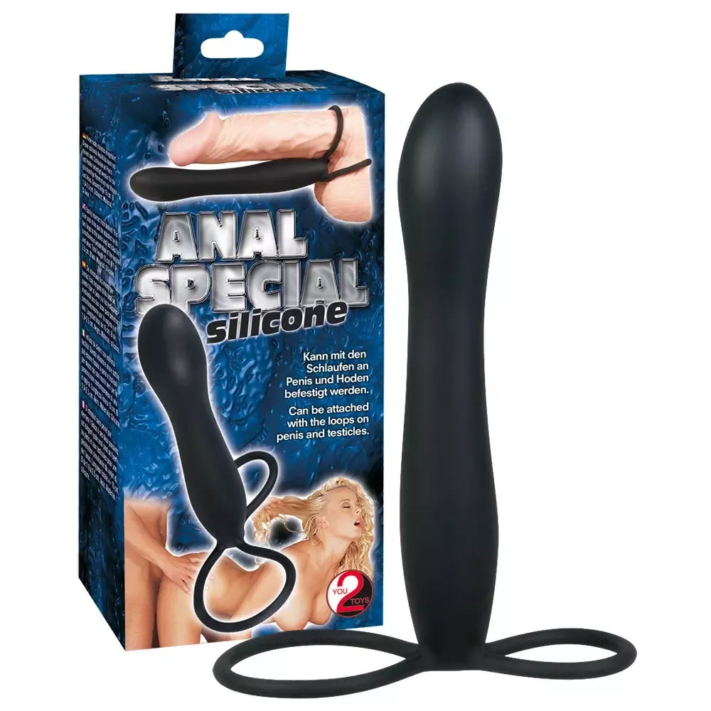 You2Toys analinis kaištis silikoninis, juodas, 15 cm, dvigubų kilpų sistema
