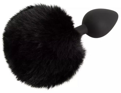 You2Toys Fluffy Tail Black M – silikoninis intymus kūgio formos kaištis su dirbtiniu kailiu