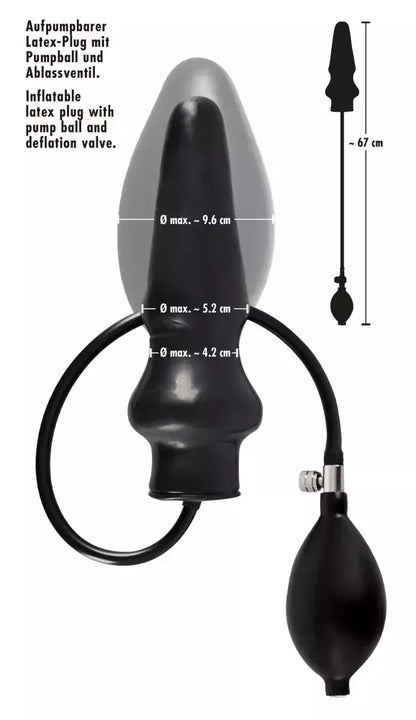 You2Toys lateksinis pripučiamas kamštis, juodas, 20 cm, reguliuojamo dydžio sistema