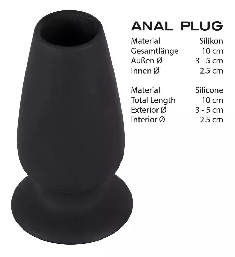 You2Toys Lust Tunnel Plug M silikoninis tuščiaviduris kamštis, juodas, 10 cm
