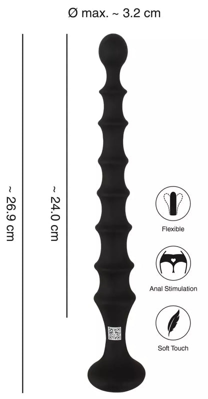 You2Toys Magic Anal Wand No. 2 – lankstus, juodas, silikoninis analinis žaislas su karoliukais