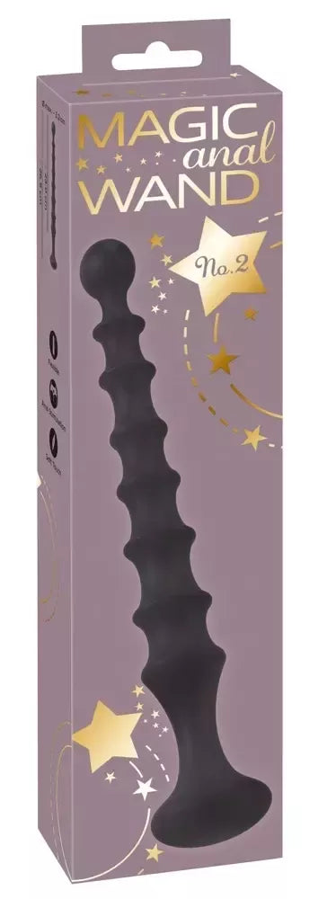 You2Toys Magic Anal Wand No. 2 – lankstus, juodas, silikoninis analinis žaislas su karoliukais