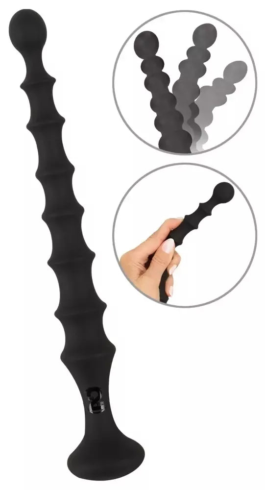You2Toys Magic Anal Wand No. 2 – lankstus, juodas, silikoninis analinis žaislas su karoliukais