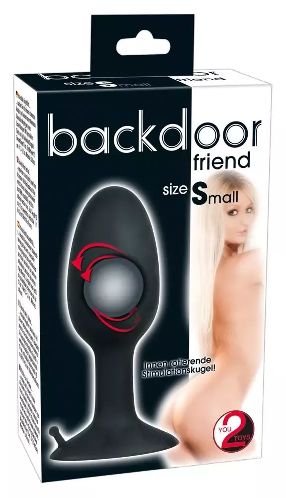 You2Toys mažas silikoninis kaištis su besisukančiu rutuliuku, juodas, 8 cm