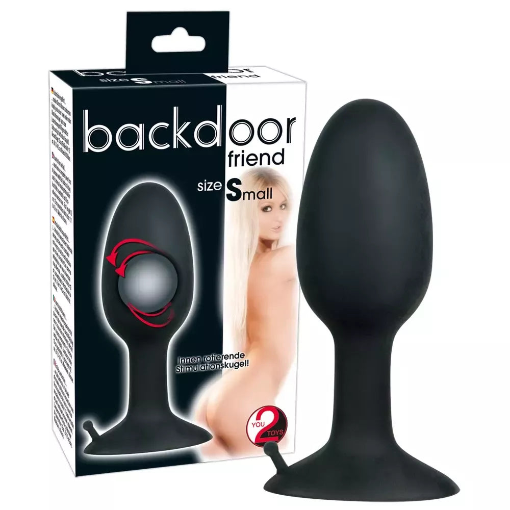 You2Toys mažas silikoninis kaištis su besisukančiu rutuliuku, juodas, 8 cm