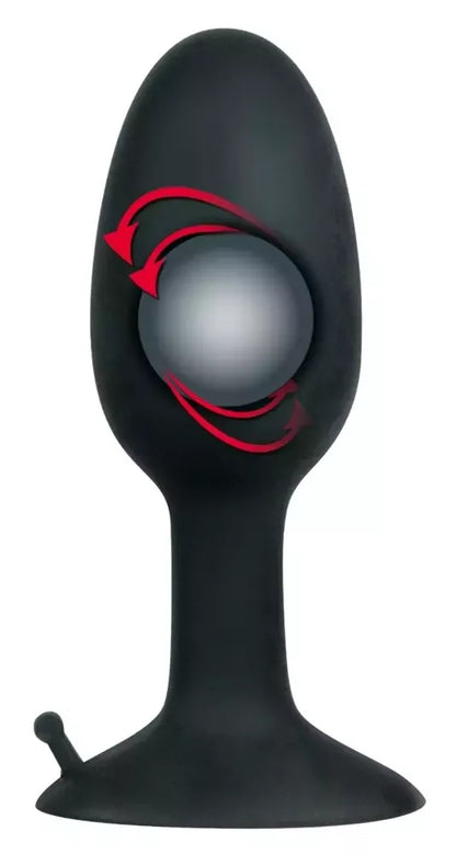 You2Toys mažas silikoninis kaištis su besisukančiu rutuliuku, juodas, 8 cm