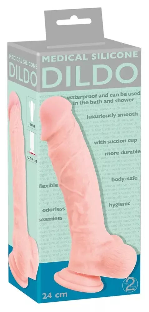 You2Toys Medical Silicone modelis 24 cm su vakuuminiu pagrindu, kūno atspalvis