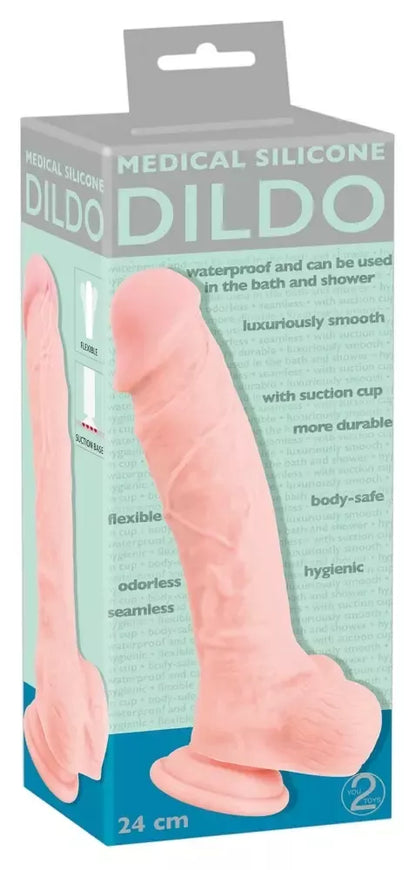 You2Toys Medical Silicone modelis 24 cm su vakuuminiu pagrindu, kūno atspalvis
