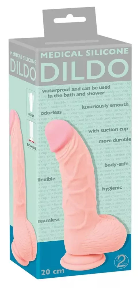 You2Toys medicininio silikono intymus modelis 20 cm, lankstus, su siurbtuku