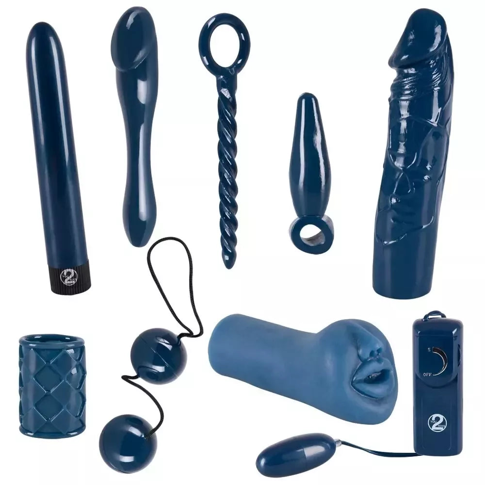 You2Toys Midnight Blue 9 dalių intymių prekių rinkinys, TPE ir ABS