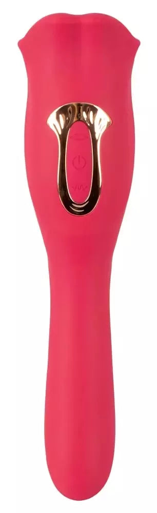 You2Toys Oral Fun Vibrator L dvipusis vibruojantis stimuliatorius su judančiomis lūpomis, rožinis, 22,2 cm