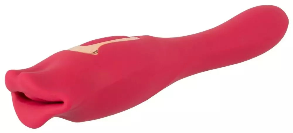 You2Toys Oral Fun Vibrator L dvipusis vibruojantis stimuliatorius su judančiomis lūpomis, rožinis, 22,2 cm