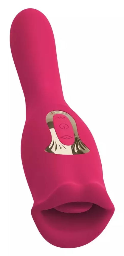 You2Toys Oral Fun Vibrator L dvipusis vibruojantis stimuliatorius su judančiomis lūpomis, rožinis, 22,2 cm