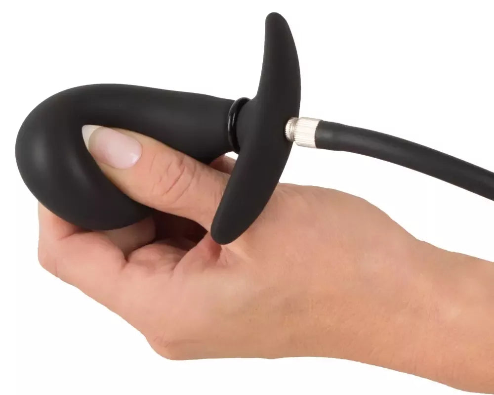 You2Toys pripučiamas silikoninis analinis kaištis, juodas, 8 cm, reguliuojamo dydžio