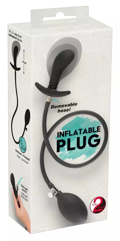 You2Toys pripučiamas silikoninis analinis kaištis, juodas, 8 cm, reguliuojamo dydžio