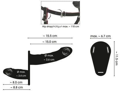 You2Toys RC vibruojantis dvigubas dirbtinis falas su diržu, reguliuojamas, silikoninis, juodas