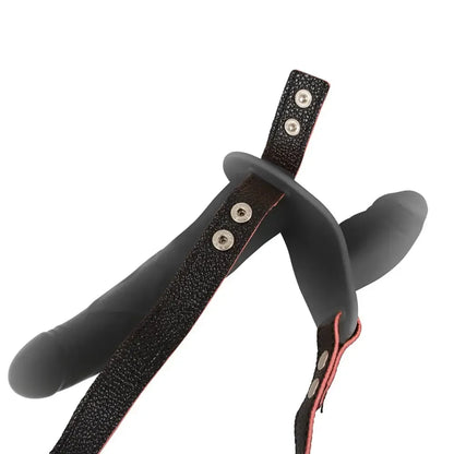 You2Toys RC vibruojantis dvigubas dirbtinis falas su diržu, reguliuojamas, silikoninis, juodas