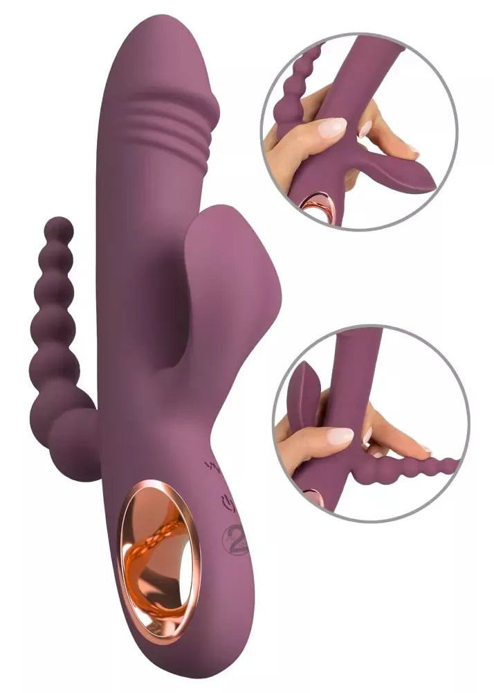 You2Toys Slim Triple Plum 3-in-1 intymi sistema, atspari vandeniui, violetinė