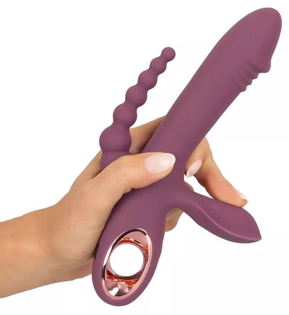 You2Toys Slim Triple Plum 3-in-1 intymi sistema, atspari vandeniui, violetinė