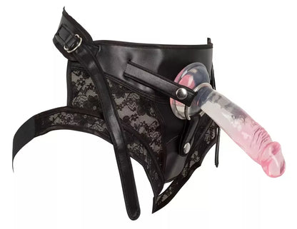 You2Toys Strap-On diržų rinkinys su dviem keičiamomis įvorėmis, juodas