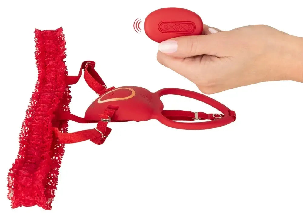 You2Toys Strap-On Lay-On vibruojantis rinkinys su nuotolinio valdymo pulteliu, reguliuojamu diržu, juodas