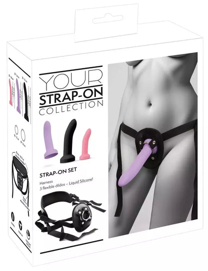 You2Toys Your Strap-On 3 dalių diržų rinkinys, skystas silikonas, S/M/L