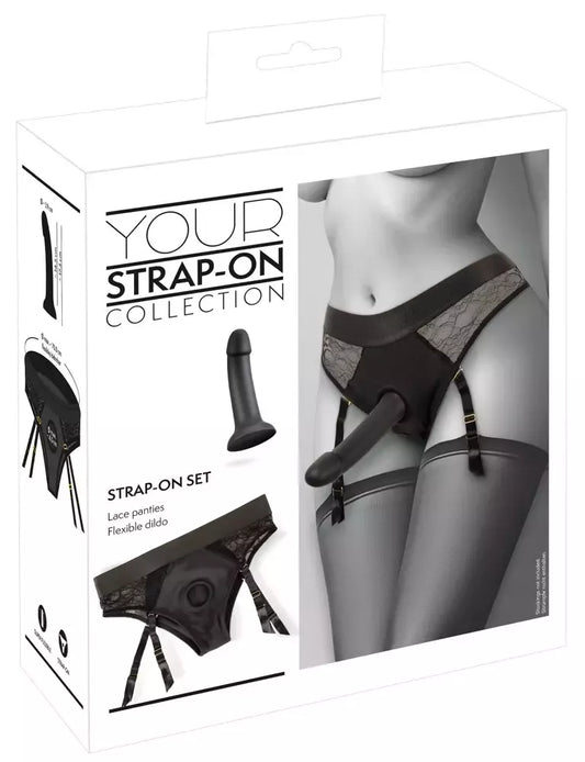 You2Toys Your Strap-On rinkinys – juodos kelnaitės su reguliuojamais dirželiais ir silikonine sistema