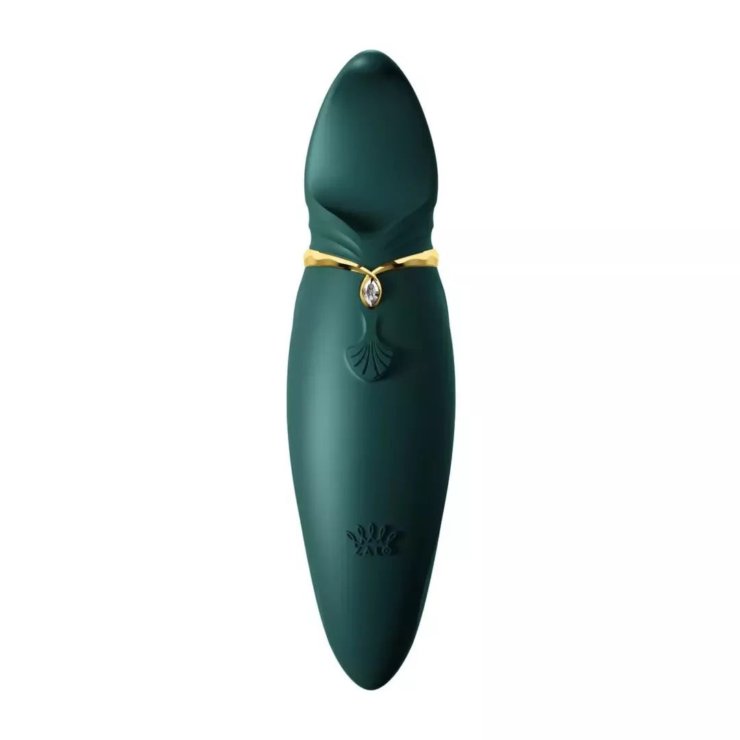 ZALO Hero Jewel Green – PulseWave intymus prietaisas, ergonomiškas, su Swarovski kristalu