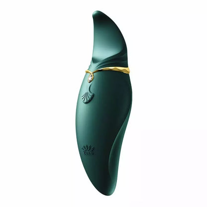ZALO Hero Jewel Green – PulseWave intymus prietaisas, ergonomiškas, su Swarovski kristalu