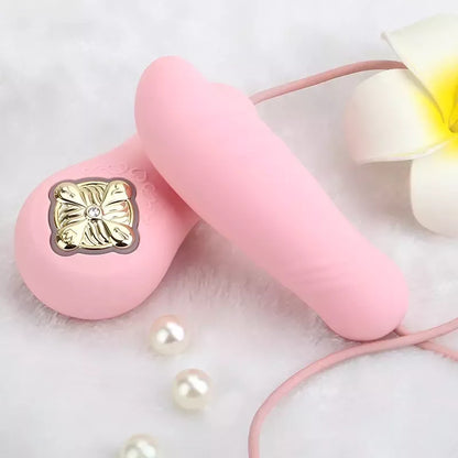 ZALO Temptation šildantis stimuliatorius-kulka, rožinis – su SWAROVSKI kristalais, įkraunamas USB